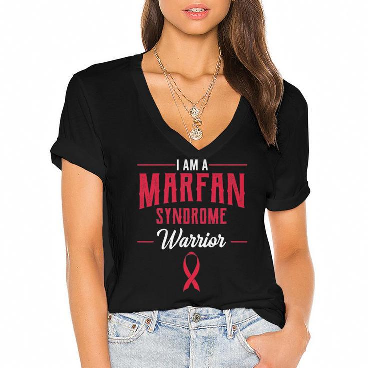 Marfan Syndrome Warrior Mfs Genetic Disorder Awareness Gift Women's Jersey Short Sleeve Deep V-Neck Tshirt
