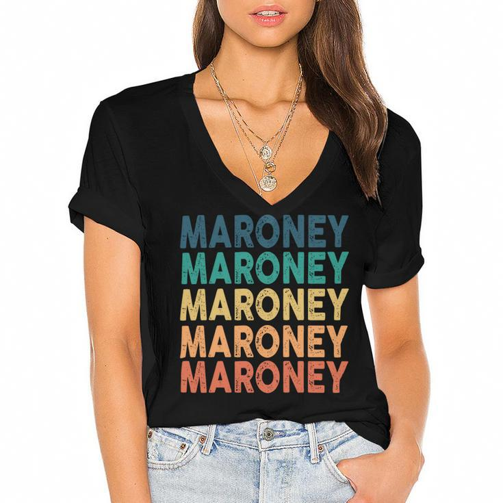 Maroney Name Shirt Maroney Family Name Women's Jersey Short Sleeve Deep V-Neck Tshirt