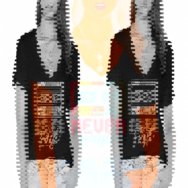Mixtape Cassettes Retro Vintage Music Cassette 90S 80S Tape Women's Jersey Short Sleeve Deep V-Neck Tshirt