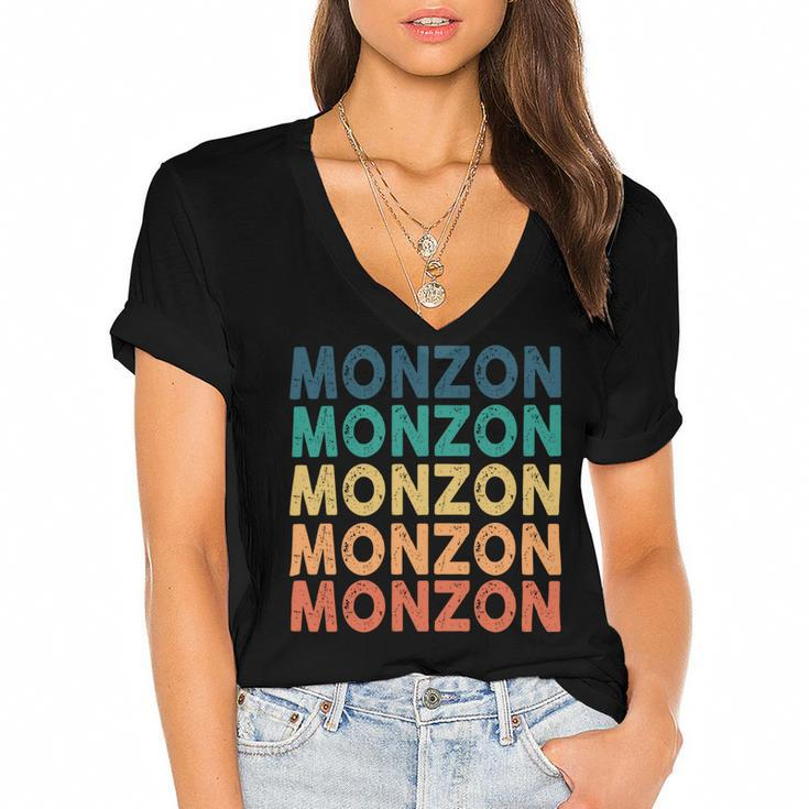 Monzon Name Shirt Monzon Family Name Women's Jersey Short Sleeve Deep V-Neck Tshirt