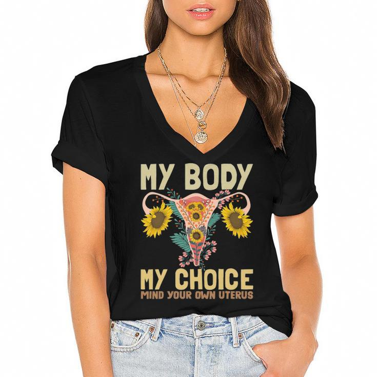 My Body My Choice Pro Choice Feminist Women Rights Support Women's Jersey Short Sleeve Deep V-Neck Tshirt