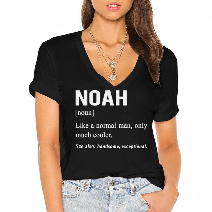 Noah Name Gift   Noah Funny Definition Women's Jersey Short Sleeve Deep V-Neck Tshirt