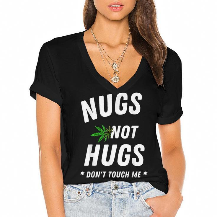Nugs Not Hugs Dont Touch Me  Women's Jersey Short Sleeve Deep V-Neck Tshirt