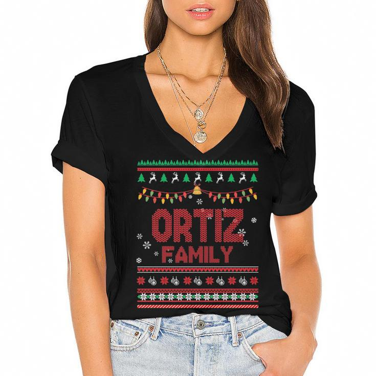 Ortiz Name Gift   Ortiz Family Women's Jersey Short Sleeve Deep V-Neck Tshirt