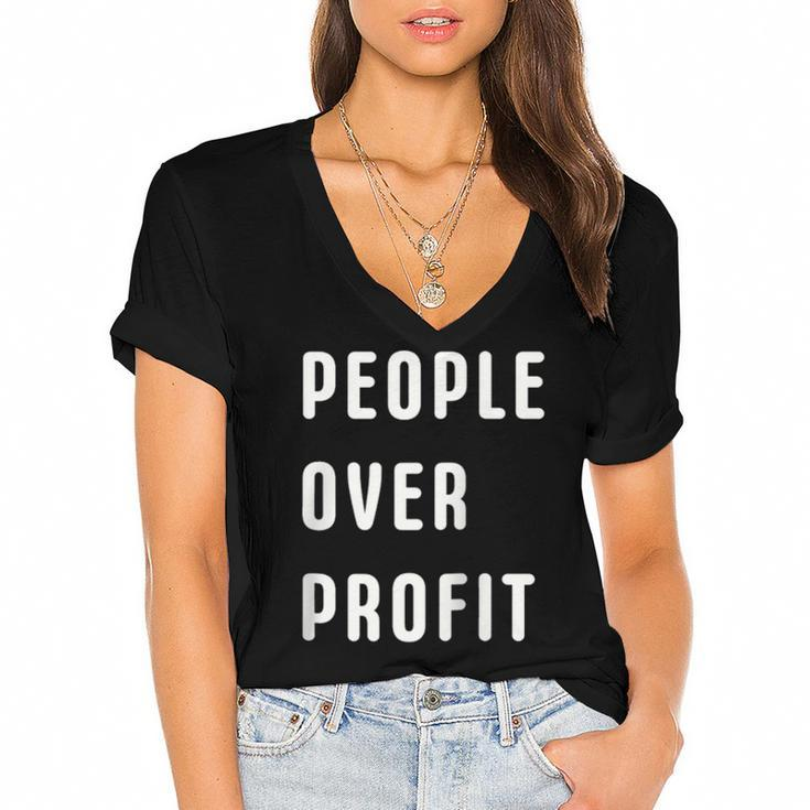 People Over Profit Anti Capitalism Protest Raglan Baseball Tee Women's Jersey Short Sleeve Deep V-Neck Tshirt