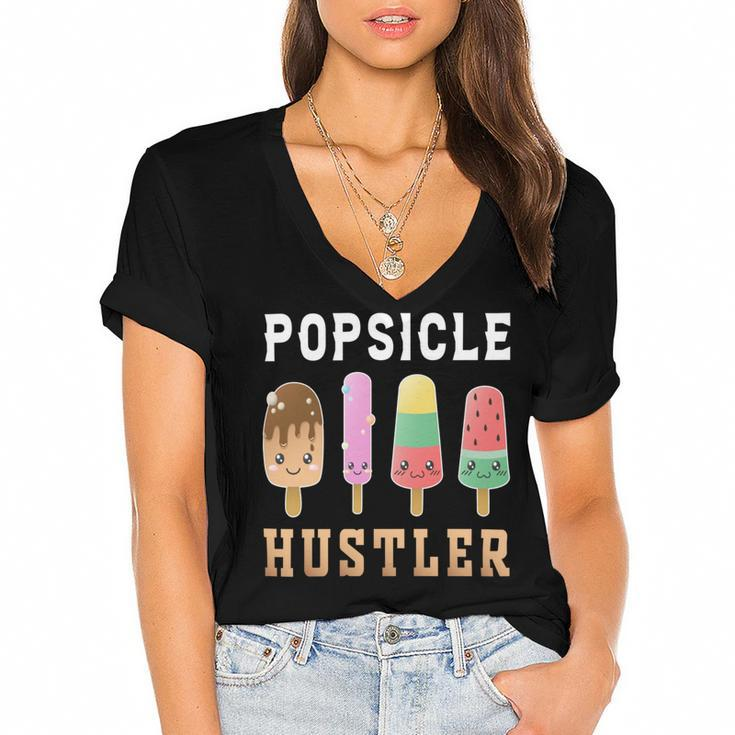 Popsicle Hustler  Funny Popsicle Gift  Popsicle Lover  Women's Jersey Short Sleeve Deep V-Neck Tshirt