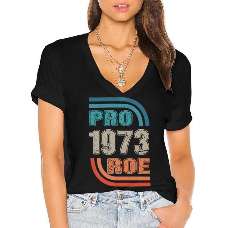Pro 1973 Roe Women's Jersey Short Sleeve Deep V-Neck Tshirt