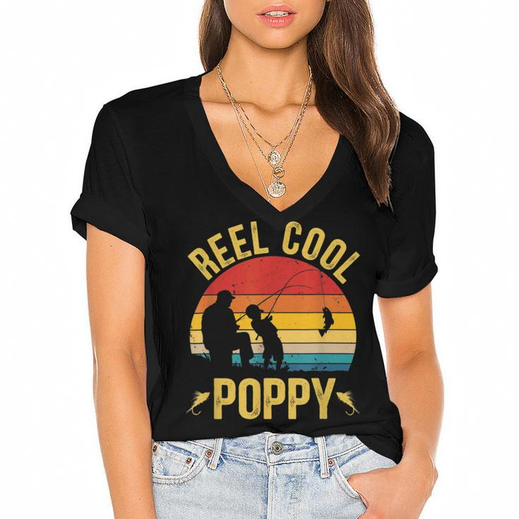 Reel Cool Poppy Funny V3 Women's Jersey Short Sleeve Deep V-Neck Tshirt