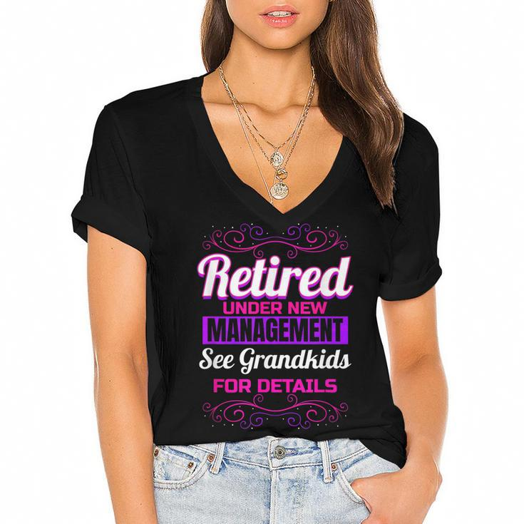 Retired Grandma Retirement Grandkids Retiree Farewell Party  Women's Jersey Short Sleeve Deep V-Neck Tshirt
