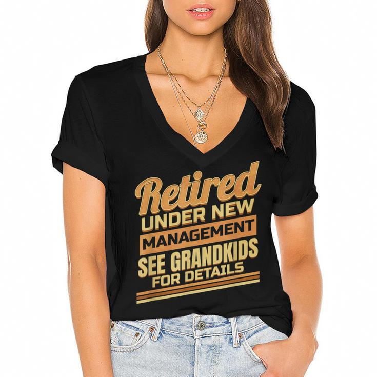 Retired Grandpa Grandma Funny Grandkids Farewell For Retiree  Women's Jersey Short Sleeve Deep V-Neck Tshirt