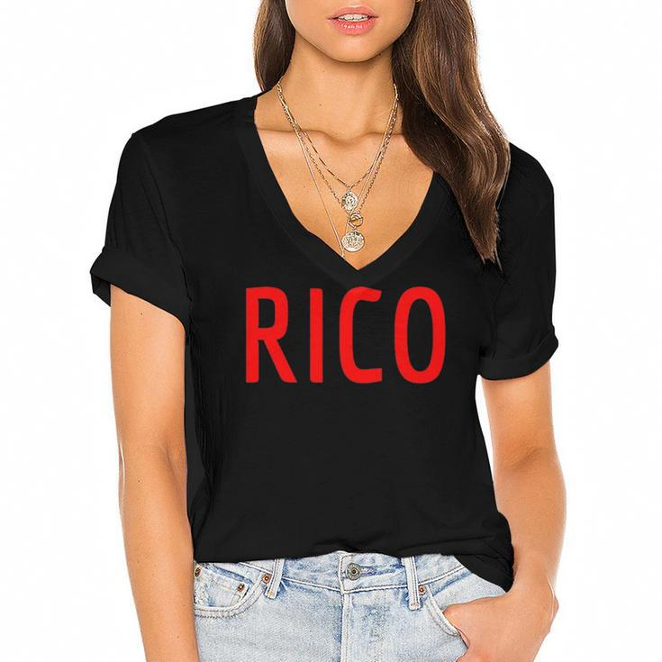 Rico - Puerto Rico Three Part Combo Design Part 3 Puerto Rican Pride Women's Jersey Short Sleeve Deep V-Neck Tshirt