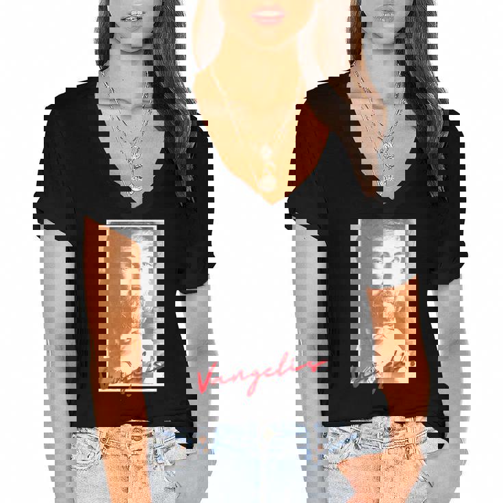 Rip Vangelis Evángelos Odysséas Papathanassíou Women's Jersey Short Sleeve Deep V-Neck Tshirt