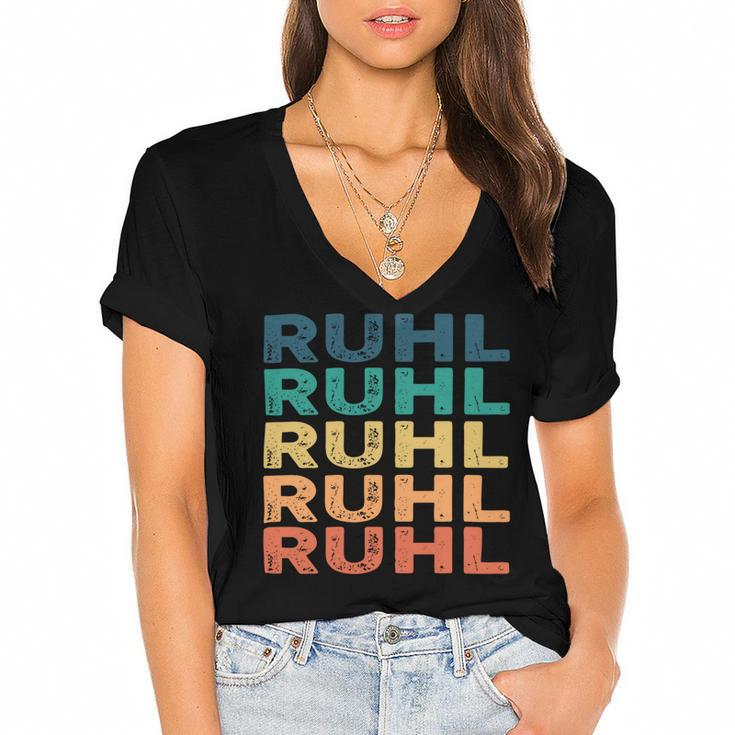 Ruhl Name Shirt Ruhl Family Name V2 Women's Jersey Short Sleeve Deep V-Neck Tshirt