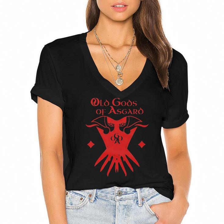 Sam Lake Old Gods Of Asgard Women's Jersey Short Sleeve Deep V-Neck Tshirt