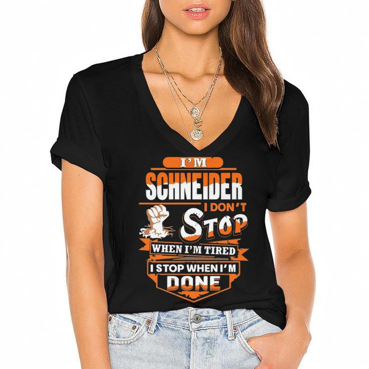 Schneider Name Gift   Im Schneider Women's Jersey Short Sleeve Deep V-Neck Tshirt
