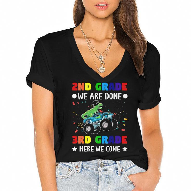 Second Grade We Are Done Third Grade Here We Come Women's Jersey Short Sleeve Deep V-Neck Tshirt
