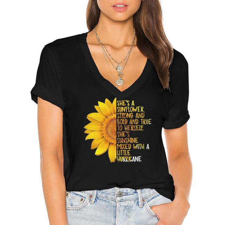 Shes A Sunflower Strong And Bold And True To Herself Women's Jersey Short Sleeve Deep V-Neck Tshirt