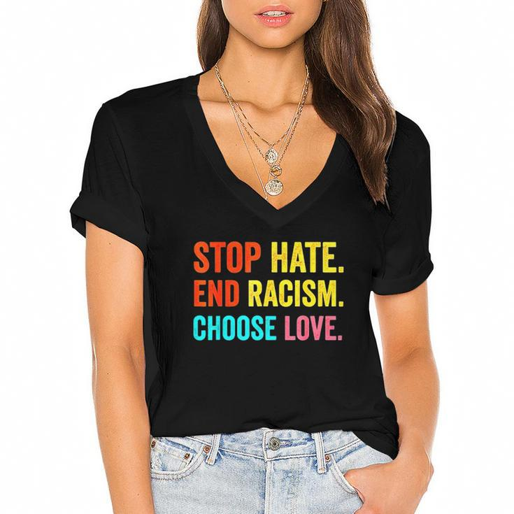 Strong Buffalo Usa Pray For Buffalo Stop Hate End Racism Choose Love Women's Jersey Short Sleeve Deep V-Neck Tshirt