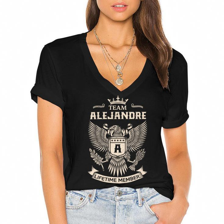 Team Alejandre Lifetime Member V3 Women's Jersey Short Sleeve Deep V-Neck Tshirt