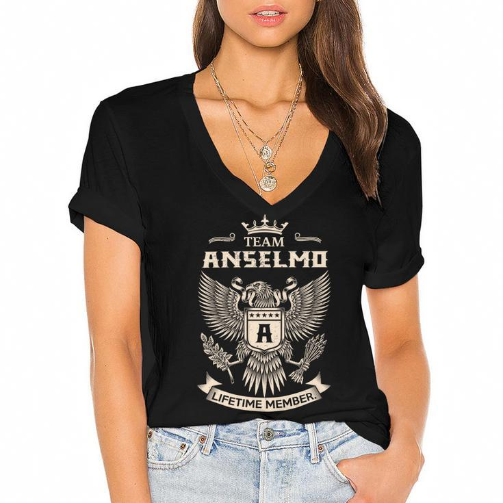 Team Anselmo Lifetime Member V7 Women's Jersey Short Sleeve Deep V-Neck Tshirt