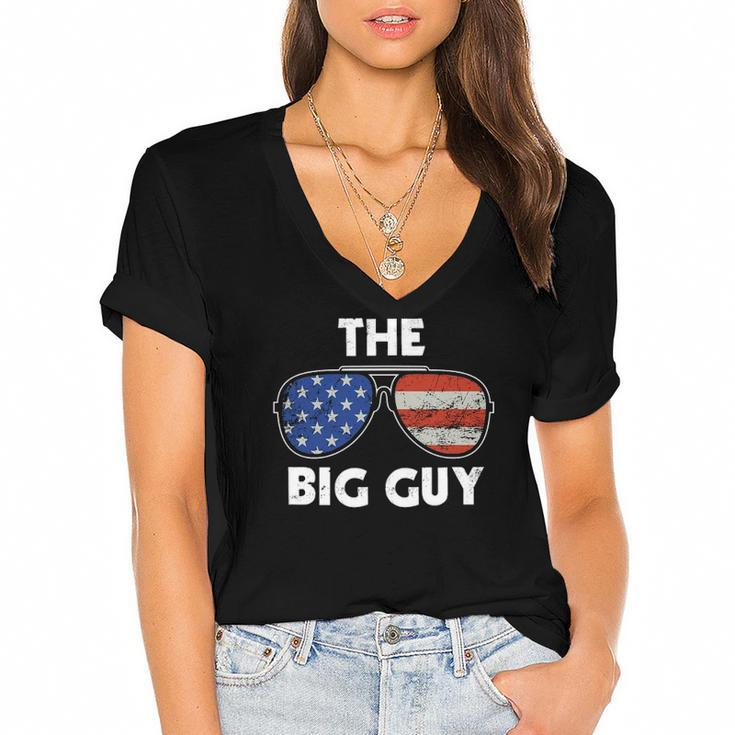 The Big Guy Joe Biden Sunglasses Red White And Blue Big Boss Women's Jersey Short Sleeve Deep V-Neck Tshirt