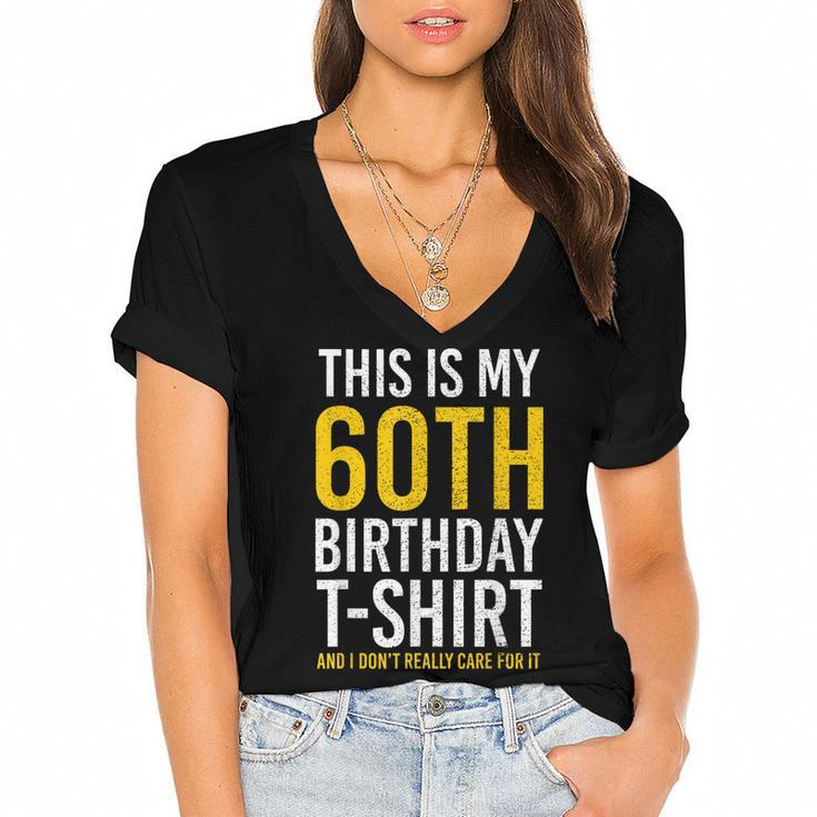 This Is My 60Th Birthday Outfit Funny Turning 60  Women's Jersey Short Sleeve Deep V-Neck Tshirt