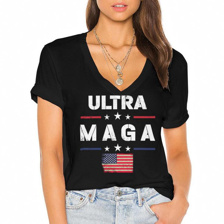 Ultra Maga And Proud Of It  Ultra Maga Women's Jersey Short Sleeve Deep V-Neck Tshirt