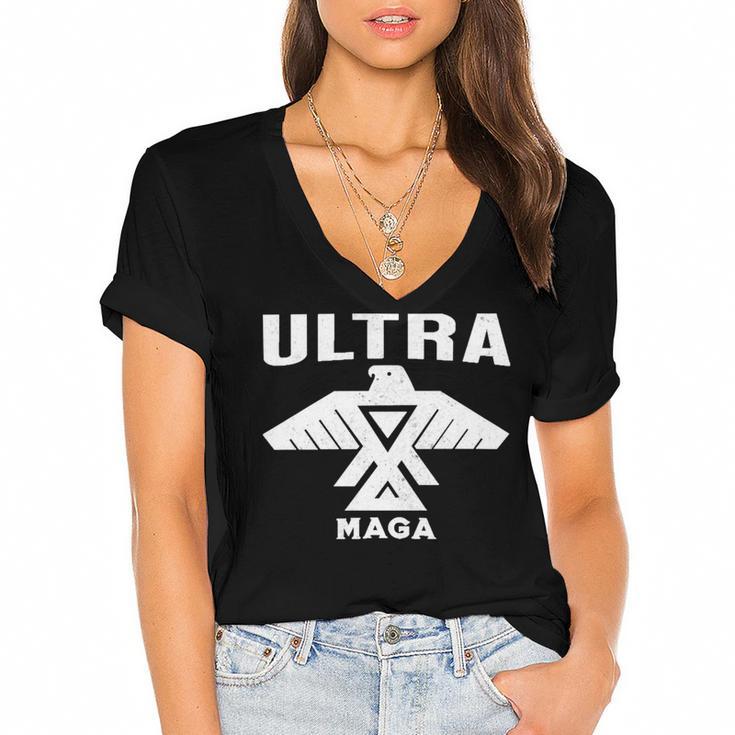 Ultra Maga Make America Great Again Proud Ultra Maga Ultra Maga Funny Women's Jersey Short Sleeve Deep V-Neck Tshirt