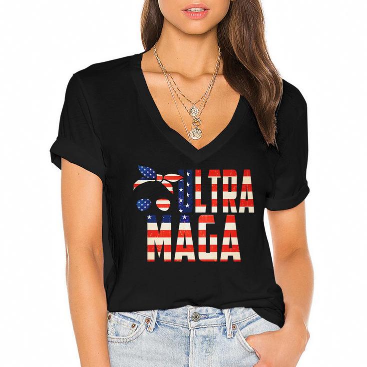 Ultra Maga Proud Of It Ultramaga Women's Jersey Short Sleeve Deep V-Neck Tshirt