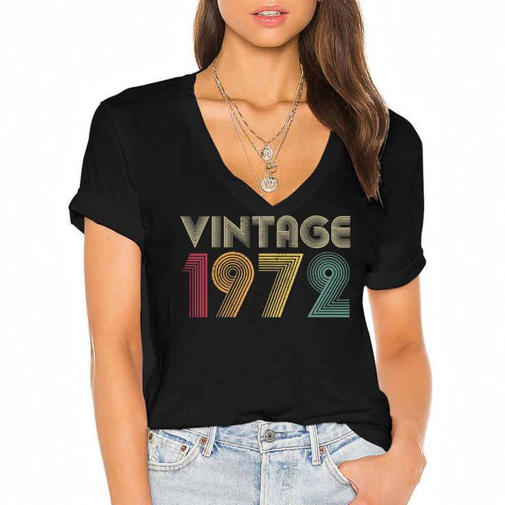 Vintage 1972 50Th Birthday Gift Retro  50 Years Old  Women's Jersey Short Sleeve Deep V-Neck Tshirt