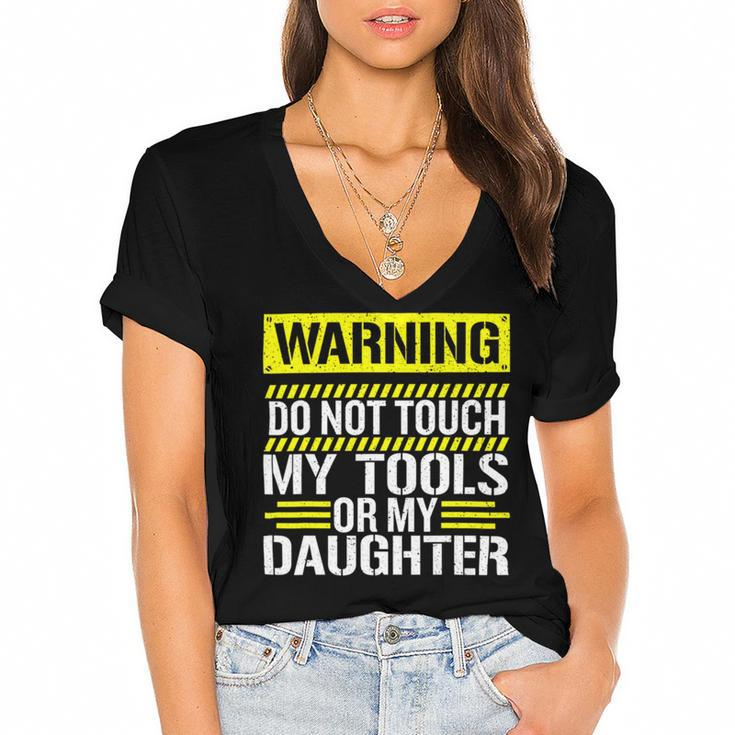 Warning Do Not Touch My Tools 196 Shirt Women's Jersey Short Sleeve Deep V-Neck Tshirt