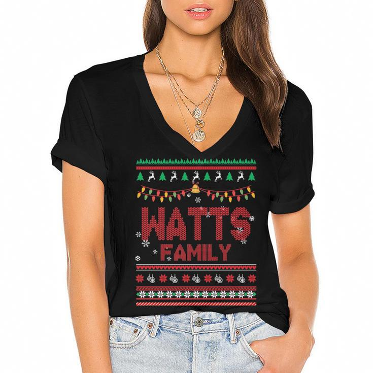 Watts Name Gift   Watts Family Women's Jersey Short Sleeve Deep V-Neck Tshirt