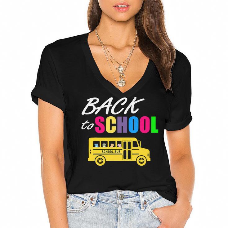 Welcome Back To School Here I Come 487 Shirt Women's Jersey Short Sleeve Deep V-Neck Tshirt