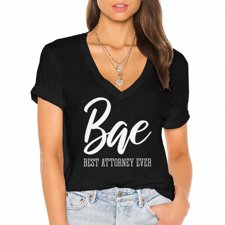 Womens Bae Best Attorney Ever Funny Lawyer Women's Jersey Short Sleeve Deep V-Neck Tshirt