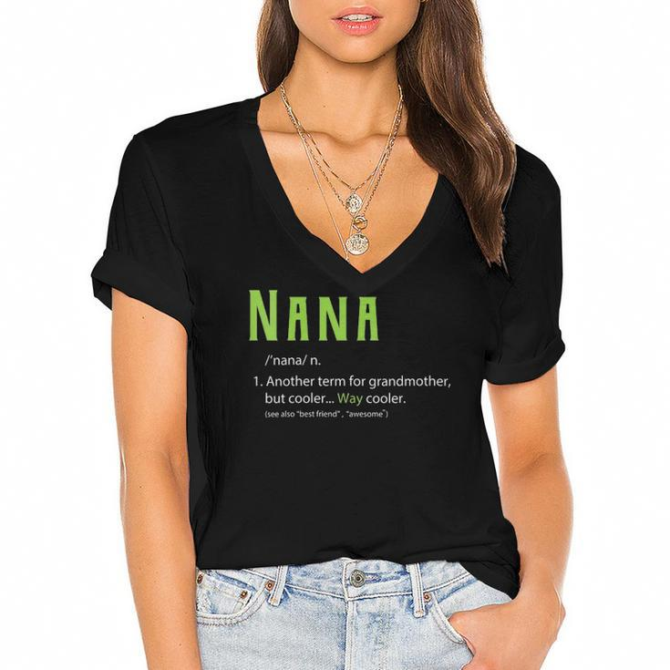 Womens Cute Nana  For Grandma Another Term For Grandmother  Women's Jersey Short Sleeve Deep V-Neck Tshirt