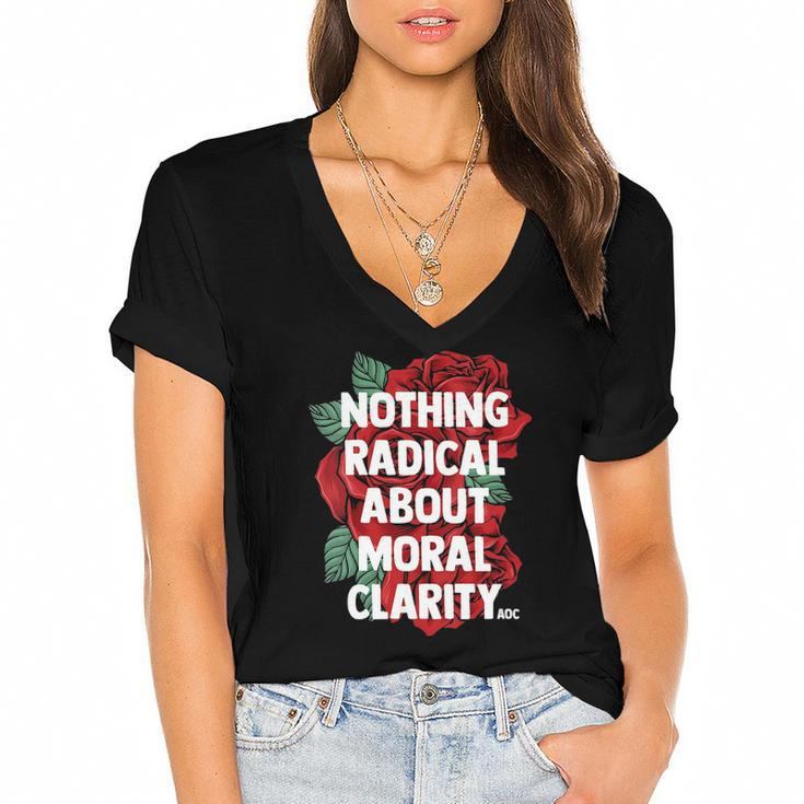 Womens Ocasio Cortez Quote Saying Slogan Aoc Liberal Gift Women's Jersey Short Sleeve Deep V-Neck Tshirt