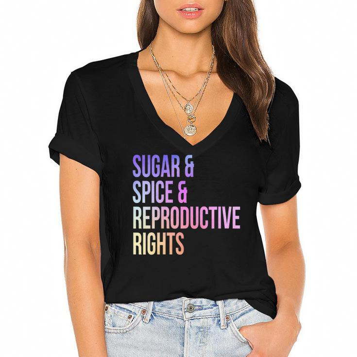 Womens Sugar Spice Reproductive Rights For Women Feminist Women's Jersey Short Sleeve Deep V-Neck Tshirt