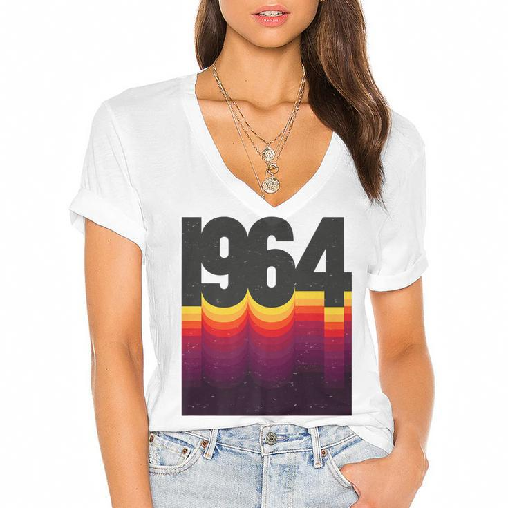 58Th Birthday Vintage Retro Style 1964   V2 Women's Jersey Short Sleeve Deep V-Neck Tshirt