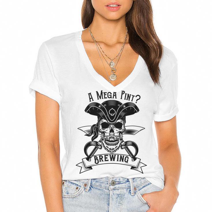 A Mega Pint  Brewing Pirate Of The Mega Pint Women's Jersey Short Sleeve Deep V-Neck Tshirt