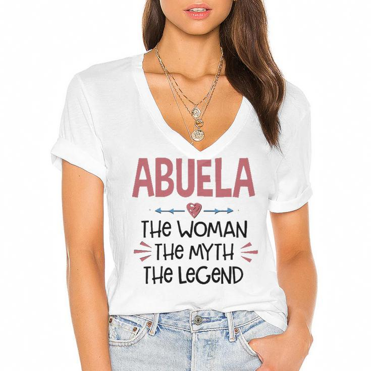 Abuela Grandma Gift   Abuela The Woman The Myth The Legend Women's Jersey Short Sleeve Deep V-Neck Tshirt