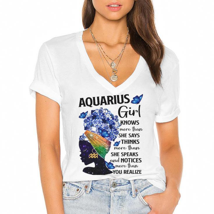 Aquarius Queen Sweet As Candy Birthday Gift For Black Women Women's Jersey Short Sleeve Deep V-Neck Tshirt