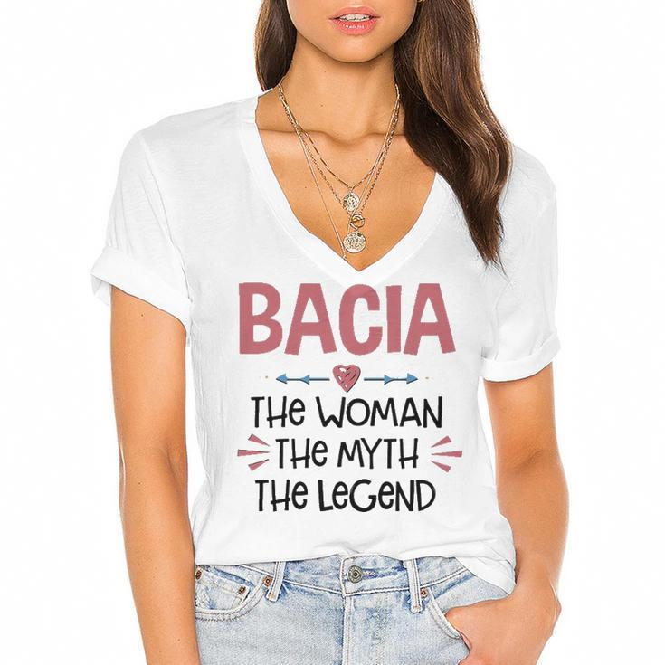 Bacia Grandma Gift   Bacia The Woman The Myth The Legend Women's Jersey Short Sleeve Deep V-Neck Tshirt
