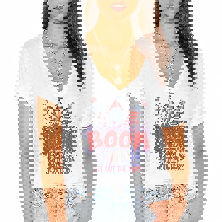 Bitch Get Out The Way Boom Firework 4Th Of July  V2 Women's Jersey Short Sleeve Deep V-Neck Tshirt
