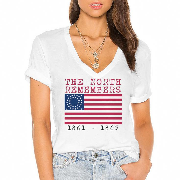 Civil War Union Remembers Union Army Pride Women's Jersey Short Sleeve Deep V-Neck Tshirt
