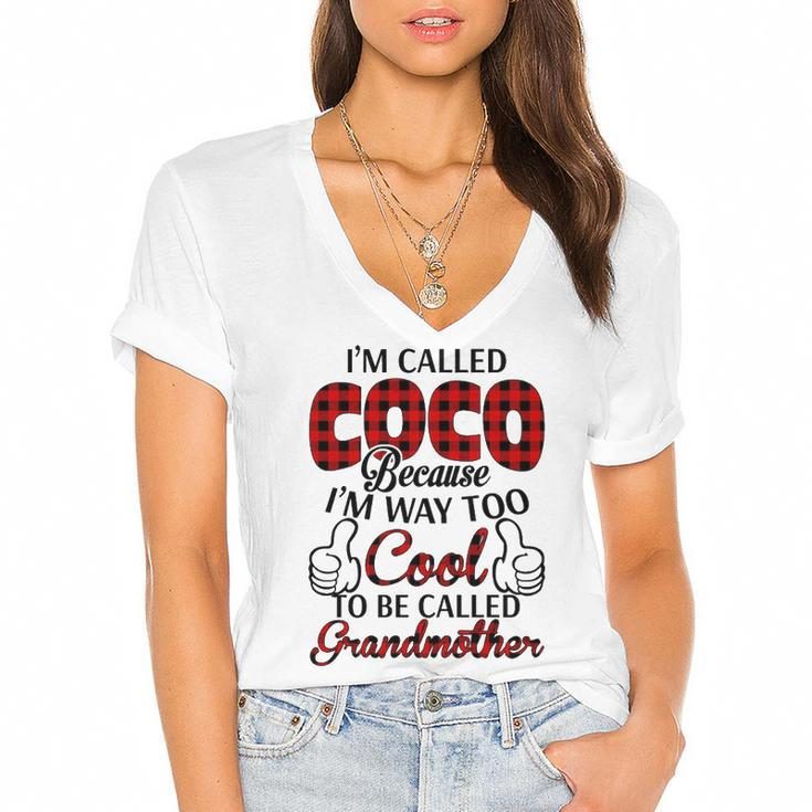 Coco Grandma Gift   Im Called Coco Because Im Too Cool To Be Called Grandmother Women's Jersey Short Sleeve Deep V-Neck Tshirt