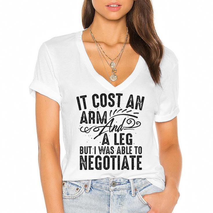 Cool Arm And Leg Able To Negotiate Funny Amputation Gift Women's Jersey Short Sleeve Deep V-Neck Tshirt