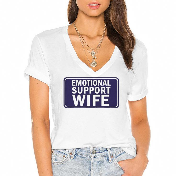 Emotional Support Wife  -  For Service People Women's Jersey Short Sleeve Deep V-Neck Tshirt