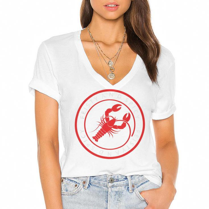 Feisty And Spicy Funny Women's Jersey Short Sleeve Deep V-Neck Tshirt