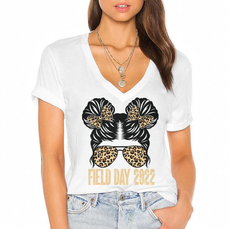 Field Day 2022 Last Day Of School V3 Women's Jersey Short Sleeve Deep V-Neck Tshirt