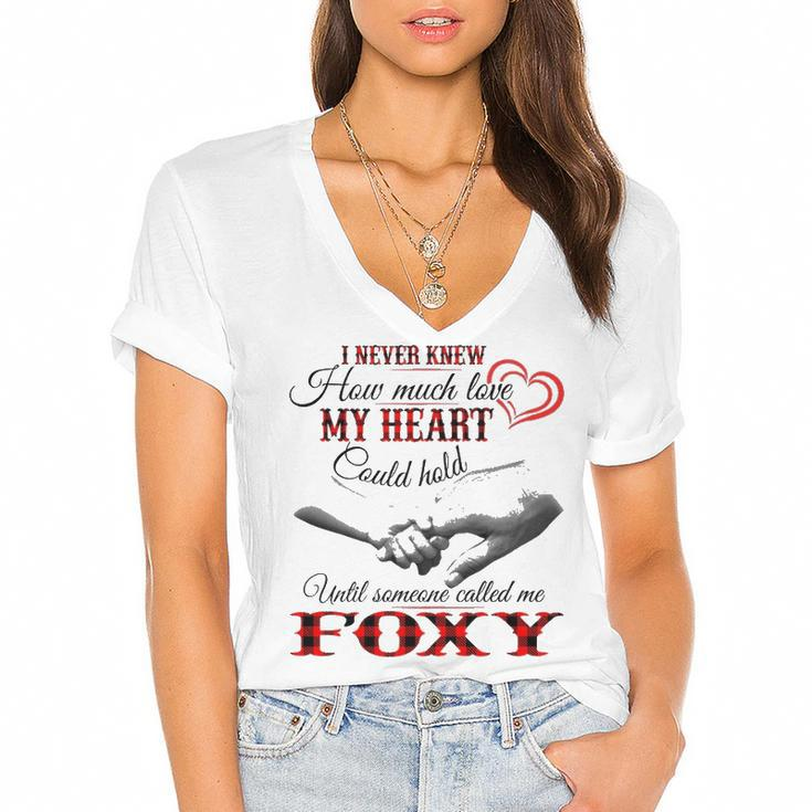 Foxy Grandma Gift   Until Someone Called Me Foxy Women's Jersey Short Sleeve Deep V-Neck Tshirt